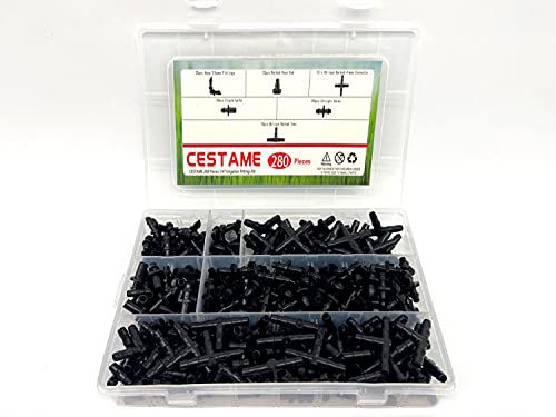 280-Piece Barbed Connector Irrigation Fittings Set for Drip Irrigation - 1/4'' Tubing Connectors for Flower Pots, Gardens, and Lawns (Straight Barbs, Single...)