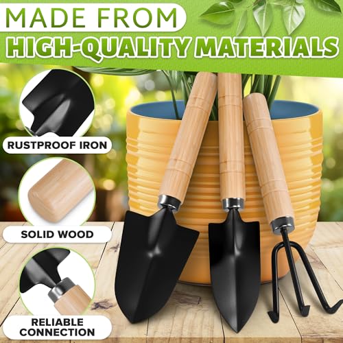 3-Piece Ergonomic Backyard Instrument Set - Hand Shovel, Trowel, and Small Rake for Planting and Edging - Sturdy Instruments for Indoor and Outside Gardening