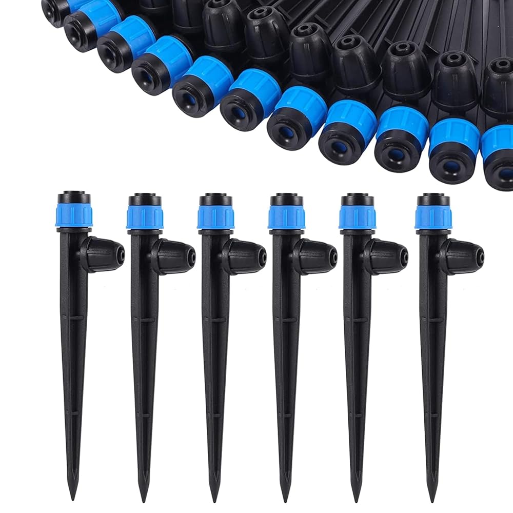 Adjustable 360-Diploma Drip Irrigation Emitters for 1/4 Inch Tubing – 50 Pack Blue Backyard Drippers Sprayer Splendid for House Backyard Watering Methods