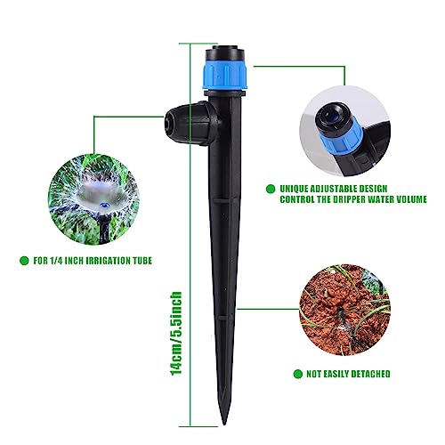 Adjustable 360-Diploma Drip Irrigation Emitters for 1/4 Inch Tubing - 50 Pack Blue Backyard Drippers Sprayer Splendid for House Backyard Watering Methods