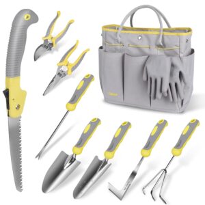 Carsolt 10-Piece Heavy-Responsibility Stainless Metal Gardening Software Set for Digging, Planting, and Pruning, Full with Sturdy Bag and Gloves—Good for Backyard Presents!