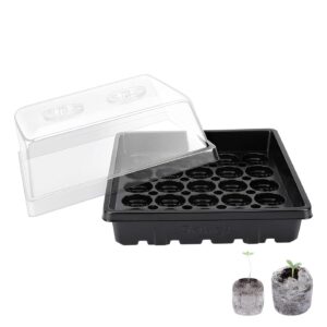 [Durable Plastic] Set of 4 Sturdy Seed Starter Trays with 4" Humidity Dome and Pellet Holder for 100 Jiffy Peat Pellets (30mm, 36mm & 42mm) - Ideal for Seed Starting,...