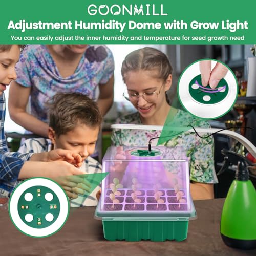 GOONMMILL Seed Starter Equipment: 5-Pack Plant Tray with Timed Develop Mild and Humidity Domes - Indoor Greenhouse Mini Propagator for Seedlings