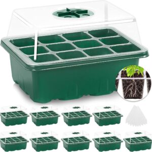 MIXC 10-Pack Seed Starter Tray Package with Humidity Dome (120 Cells Whole) – Plant Starter Trays and Base Mini Greenhouse Germination Set for