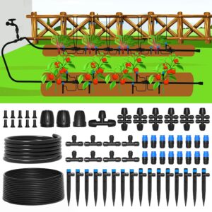 MIXC 230FT Computerized Drip Irrigation System Equipment with Fast Connectors for Environment friendly Backyard Watering, Excellent for Lawns, Raised Beds, and Greenhouses, that includes 1/4” Parts