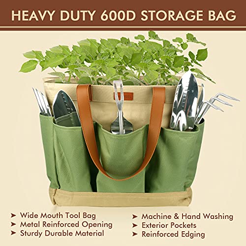 YAUNGEL 10-Piece Heavy-Obligation Gardening Software Set - Stainless Metal Hand Instruments with Picket Handles, Contains Storage Tote Bag, Excellent Gardening Presents for Males and Ladies